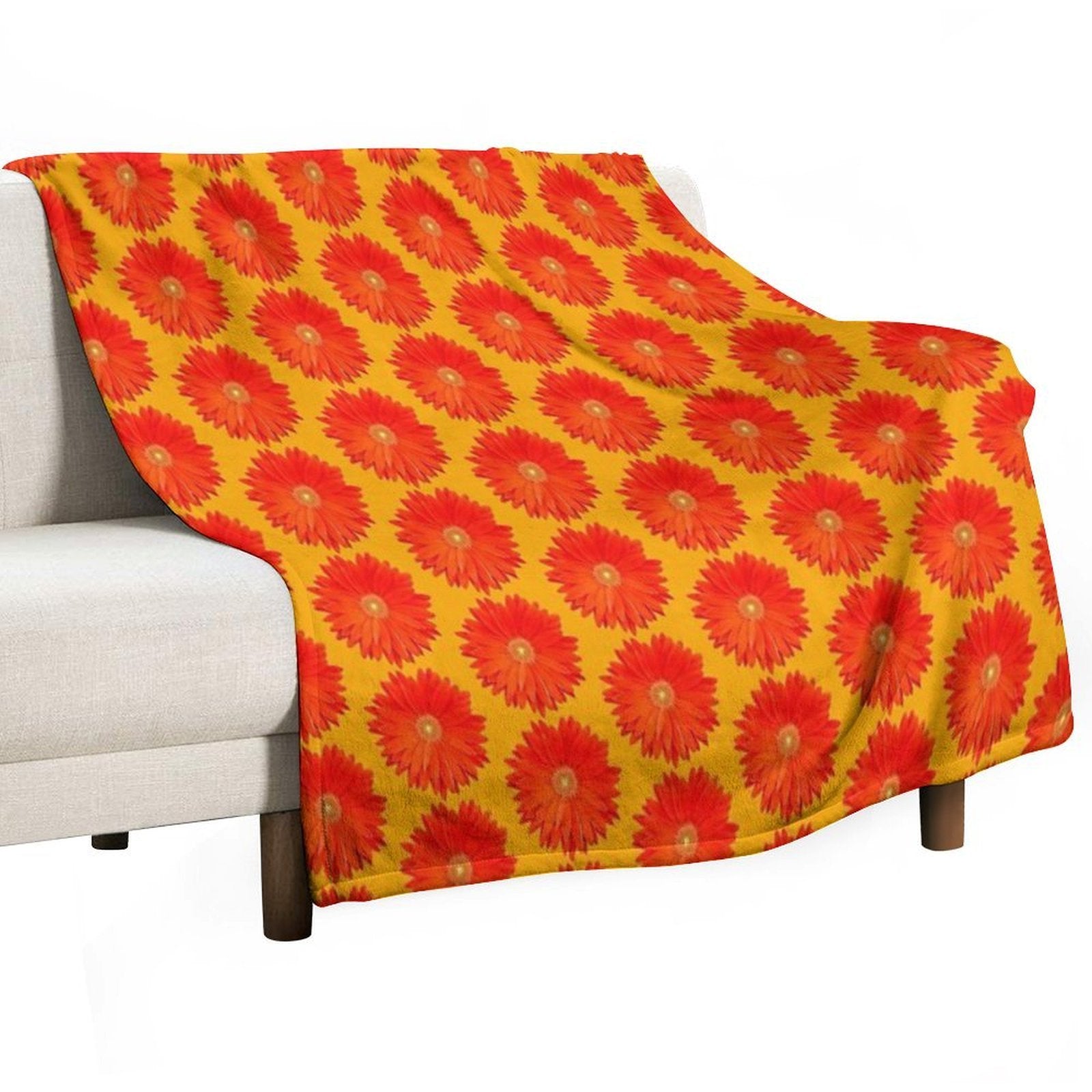 Orange Gebera Flower Anti-pilling Throw Blanket