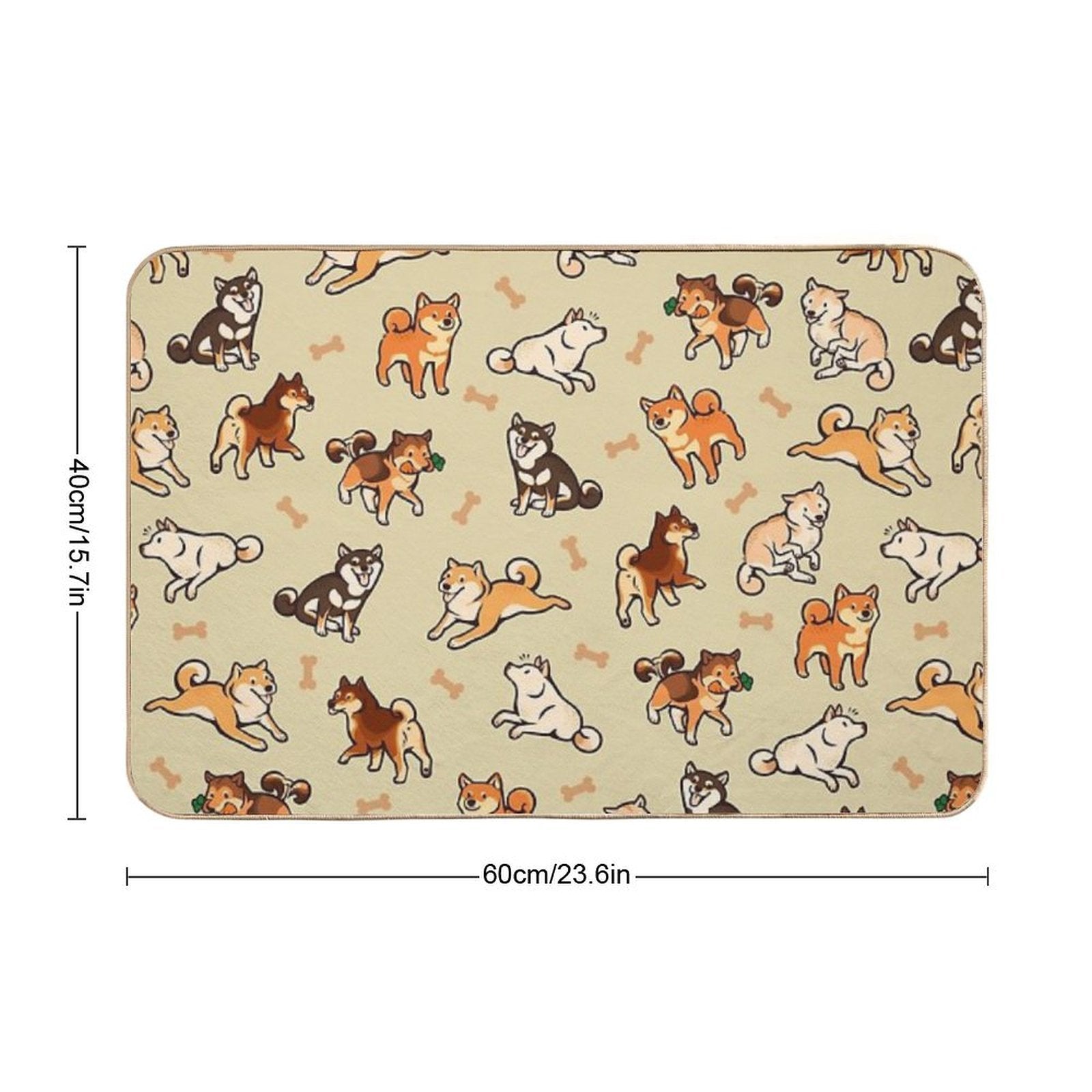 Shibes in Cream  Stain-Proof Bath Mat