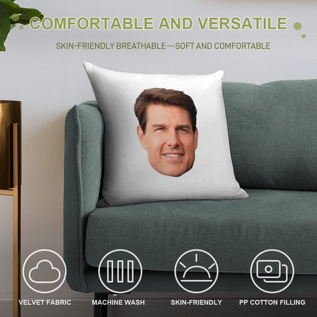 Tom Cruise Face Cutout Soft Skin-Friendly Throw Pillow