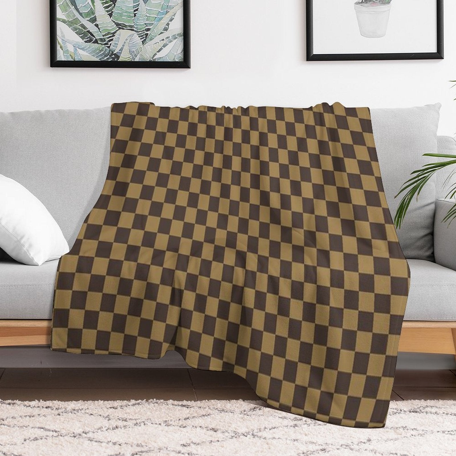 Stylish Checkered Pattern Small Squares Velvety-soft Throw Blanket