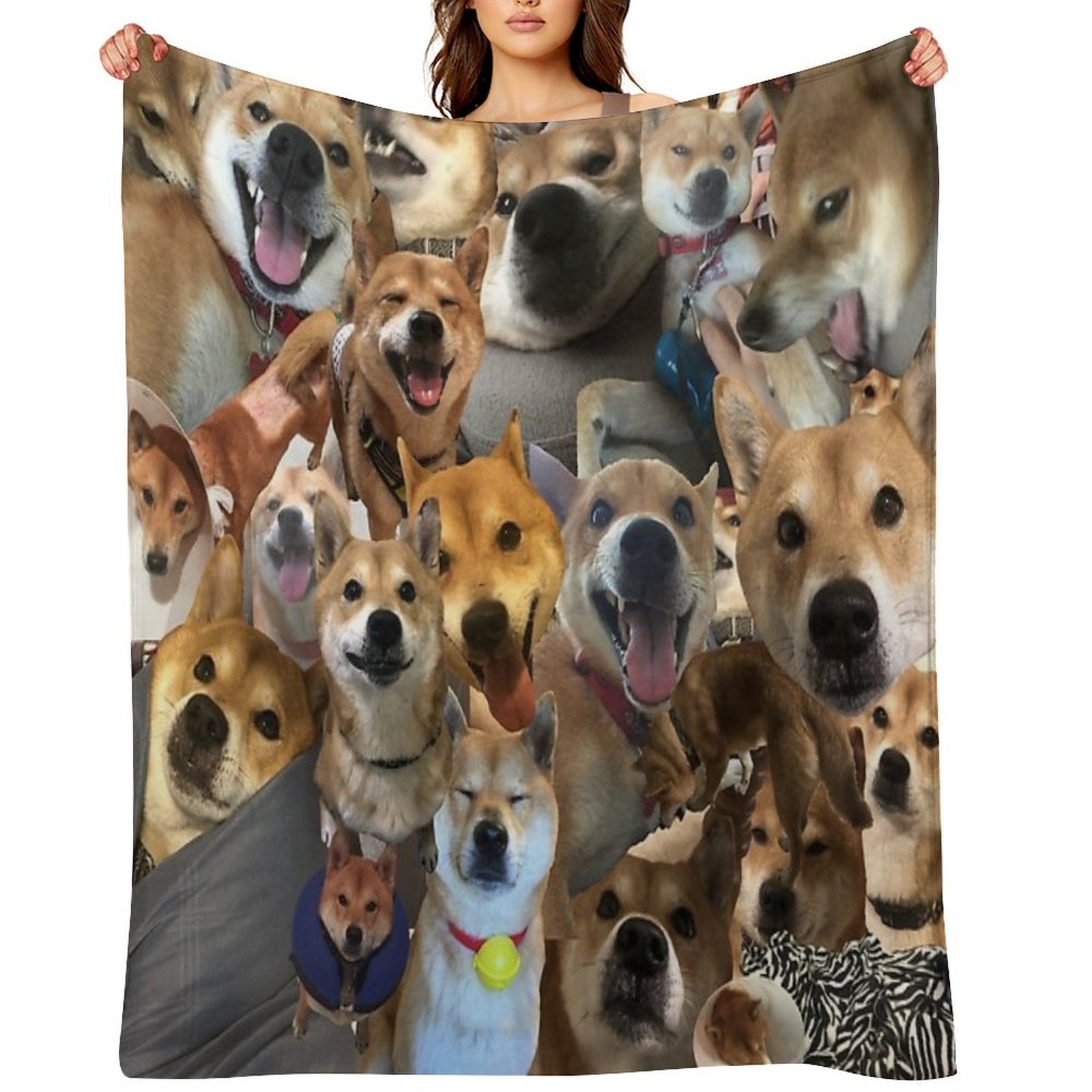 Pabu The Shiba Inu Collage All-season Throw Blanket