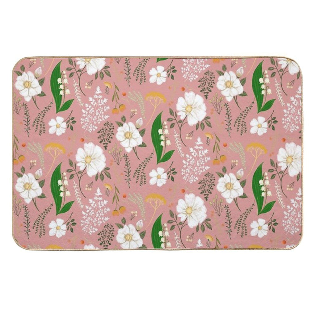 Garden Florals on Soft Pink.  Toxin-Free Bath Mat