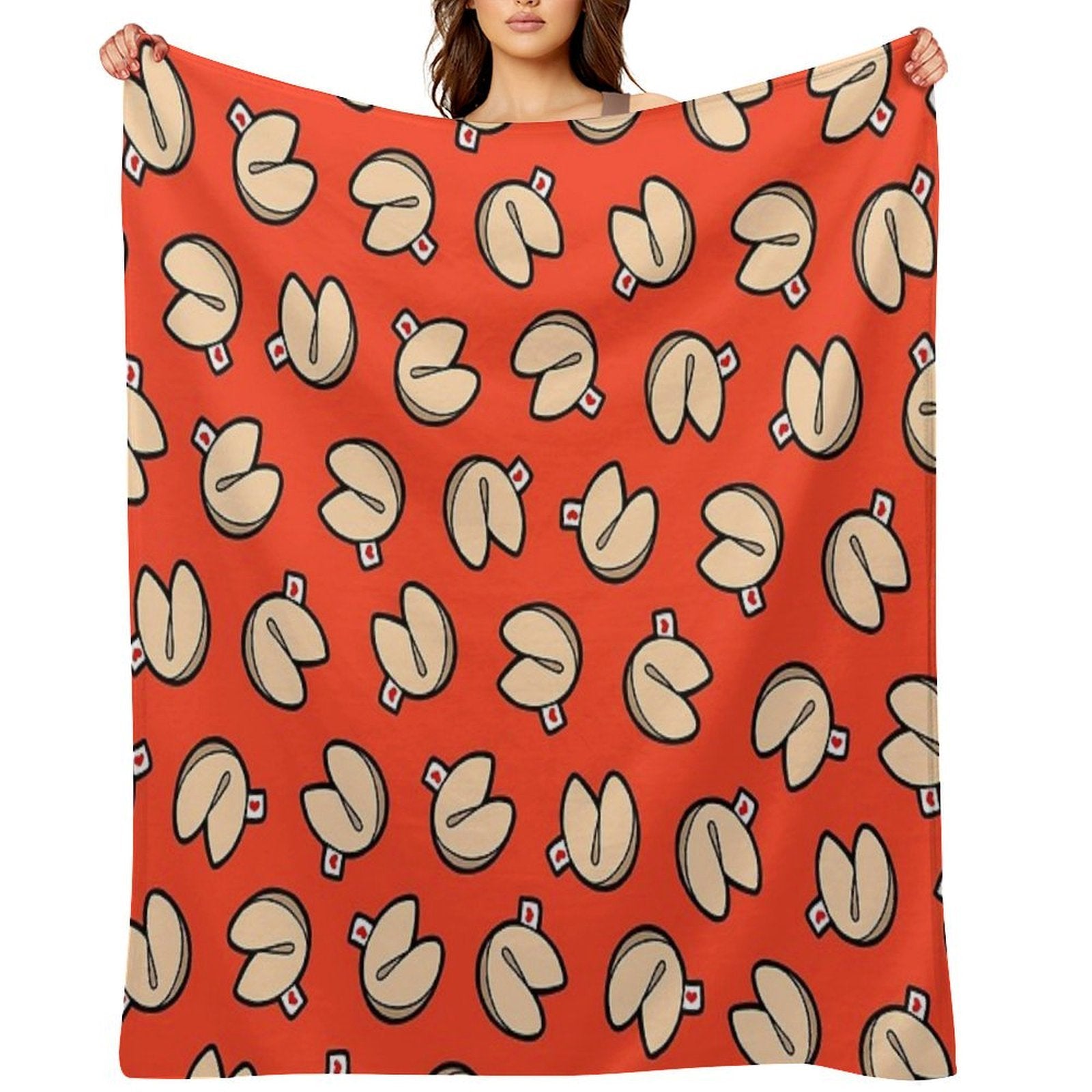 Fortune Cookies Pattern Travel-friendly Throw Blanket