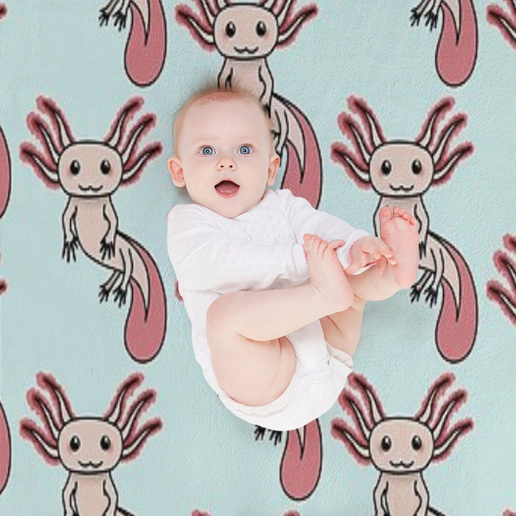 Chibi Axolotl Plush Throw Blanket