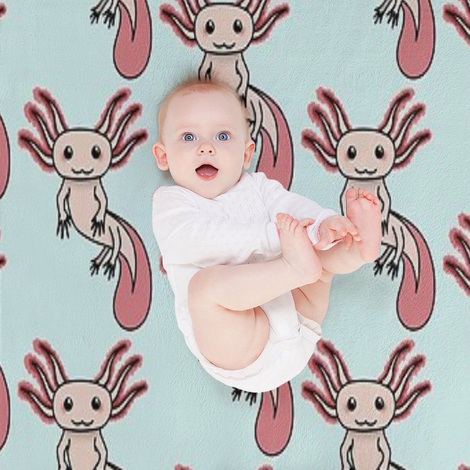 Chibi Axolotl Plush Throw Blanket