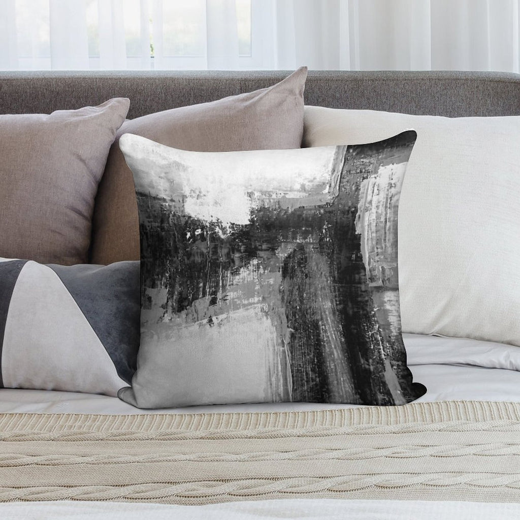 Black White Abstract Soft Luxury Feel Throw Pillow