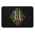 Golden Monogram Letter M  Repositionable Bath Mat