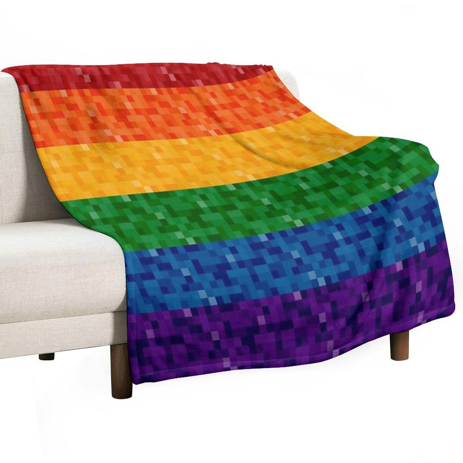 Seamless Repeating LGBTQ Pride Rainbow Pixel Flag Background Machine-washable Throw Blanket