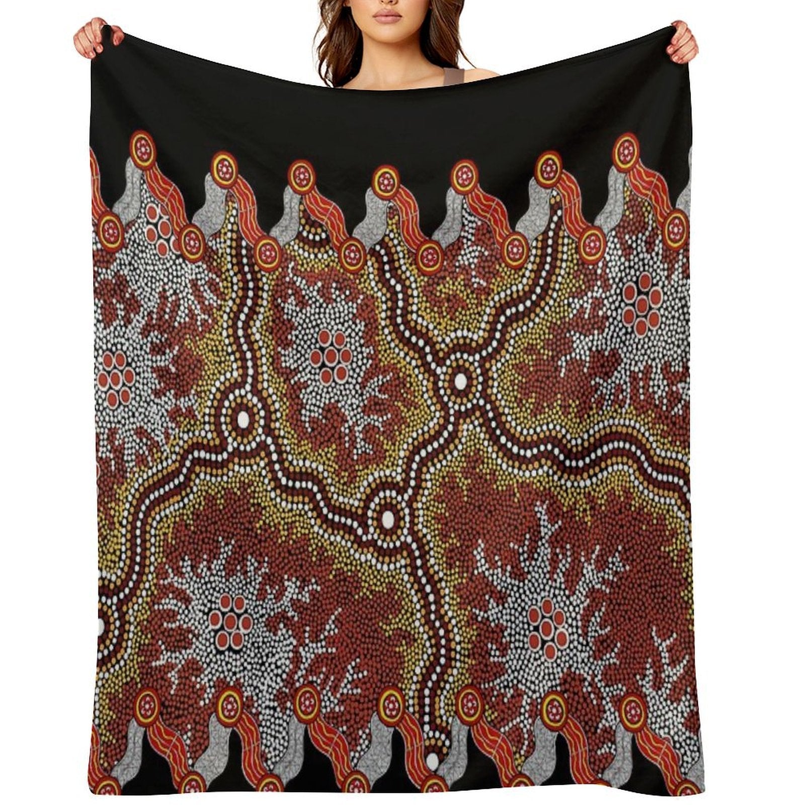 Aboriginal Art Authentic – Travels Plush Throw Blanket