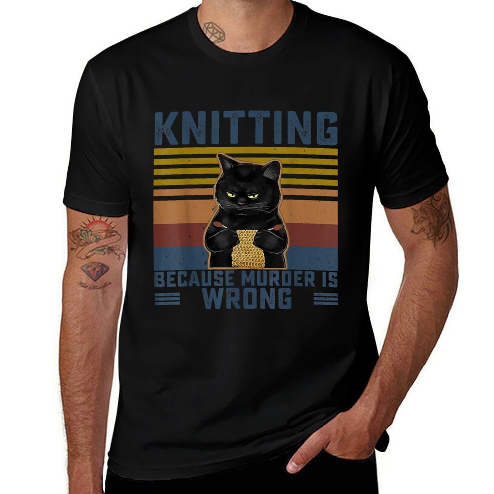 Knitting Because Murder Is Wrong Knitting Lover Knitter  Affordable Price T-Shirt