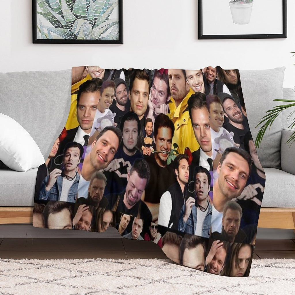 Sebastian Stan Photo Collage Compact Throw Blanket