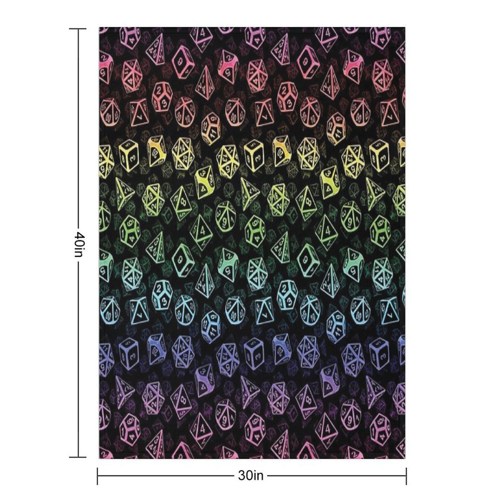 D20 Dice Set Pattern (Rainbow) Velvety-soft Throw Blanket