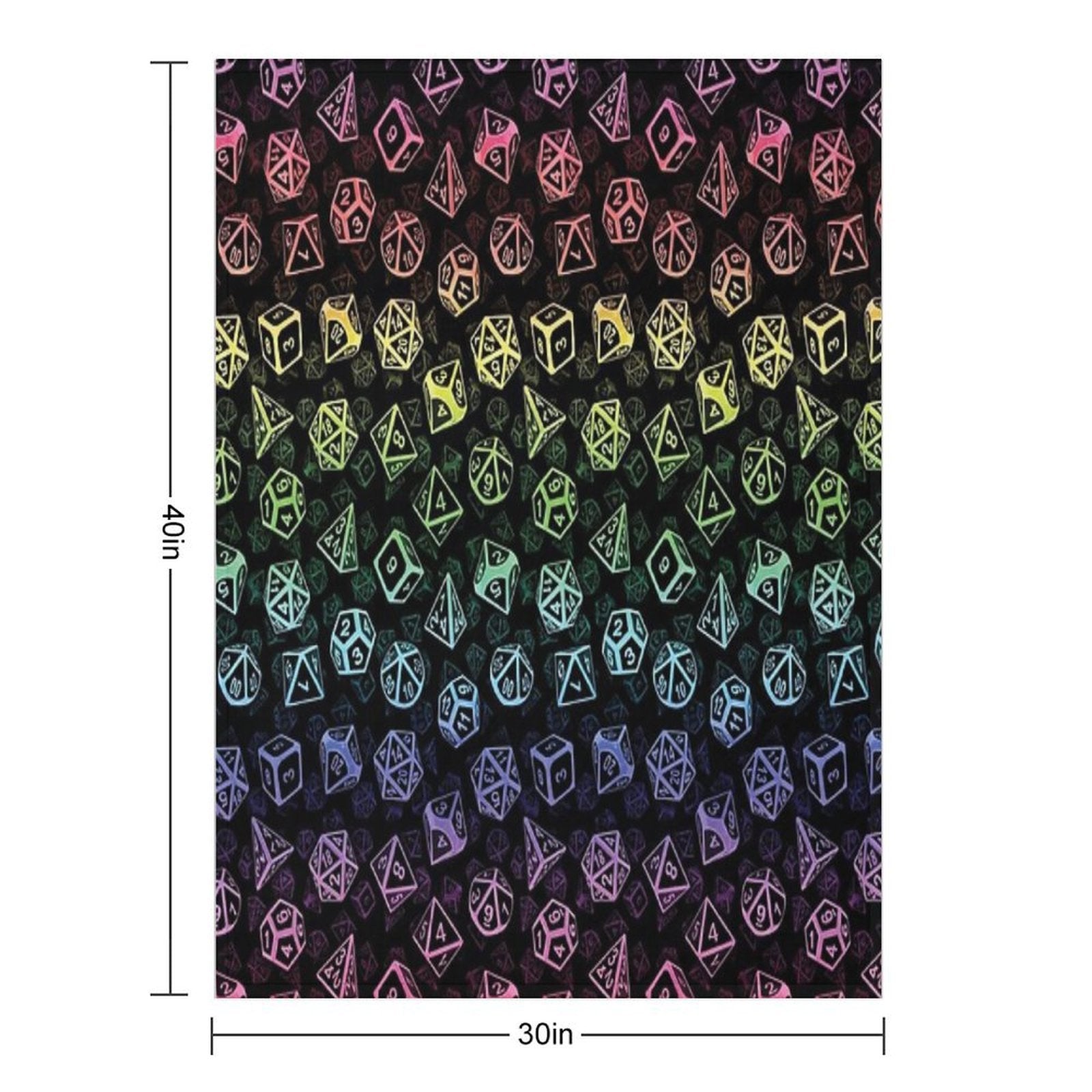 D20 Dice Set Pattern (Rainbow) Velvety-soft Throw Blanket