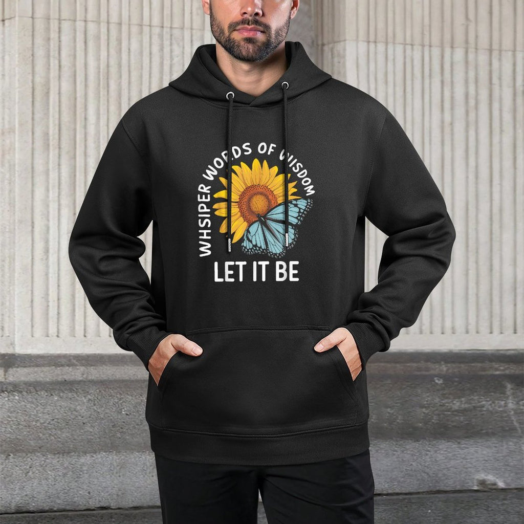 Sunflower Butterfly Let It Be Nature Insect Boho Botanical Machine Washable Hoodie