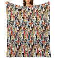 Greyhound in Geometric Camouflage Pattern Shrink-resistant Throw Blanket