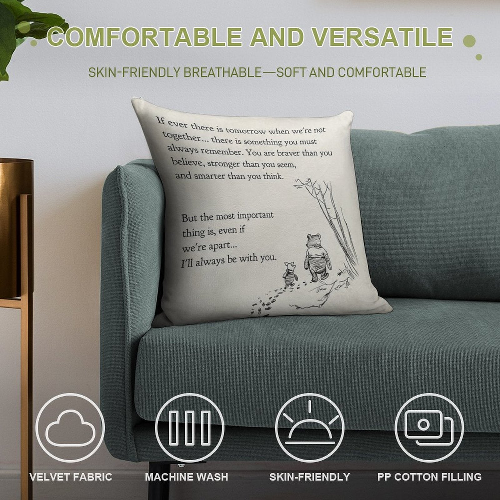 Winnie The Pooh Book Page - If Ever A Tomorrow…braver Than You Believe Soft High-Density Material Throw Pillow