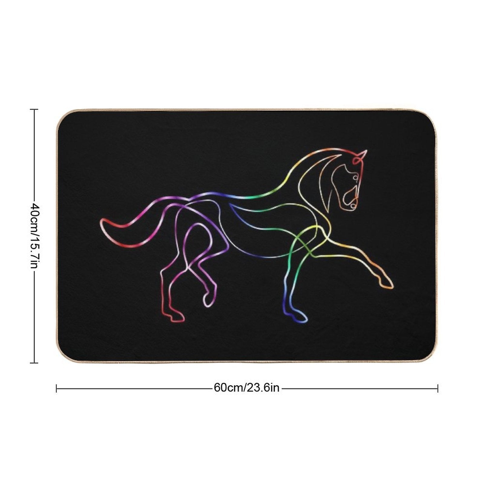 Dressage Horse One Line Art Rainbow  Pet-Safe Bath Mat