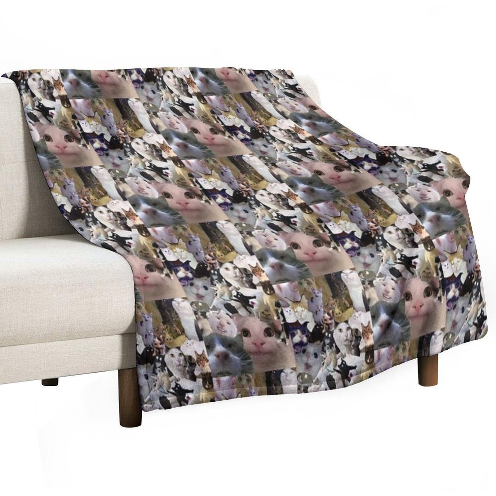 Cursed Cat Collage Compact Throw Blanket