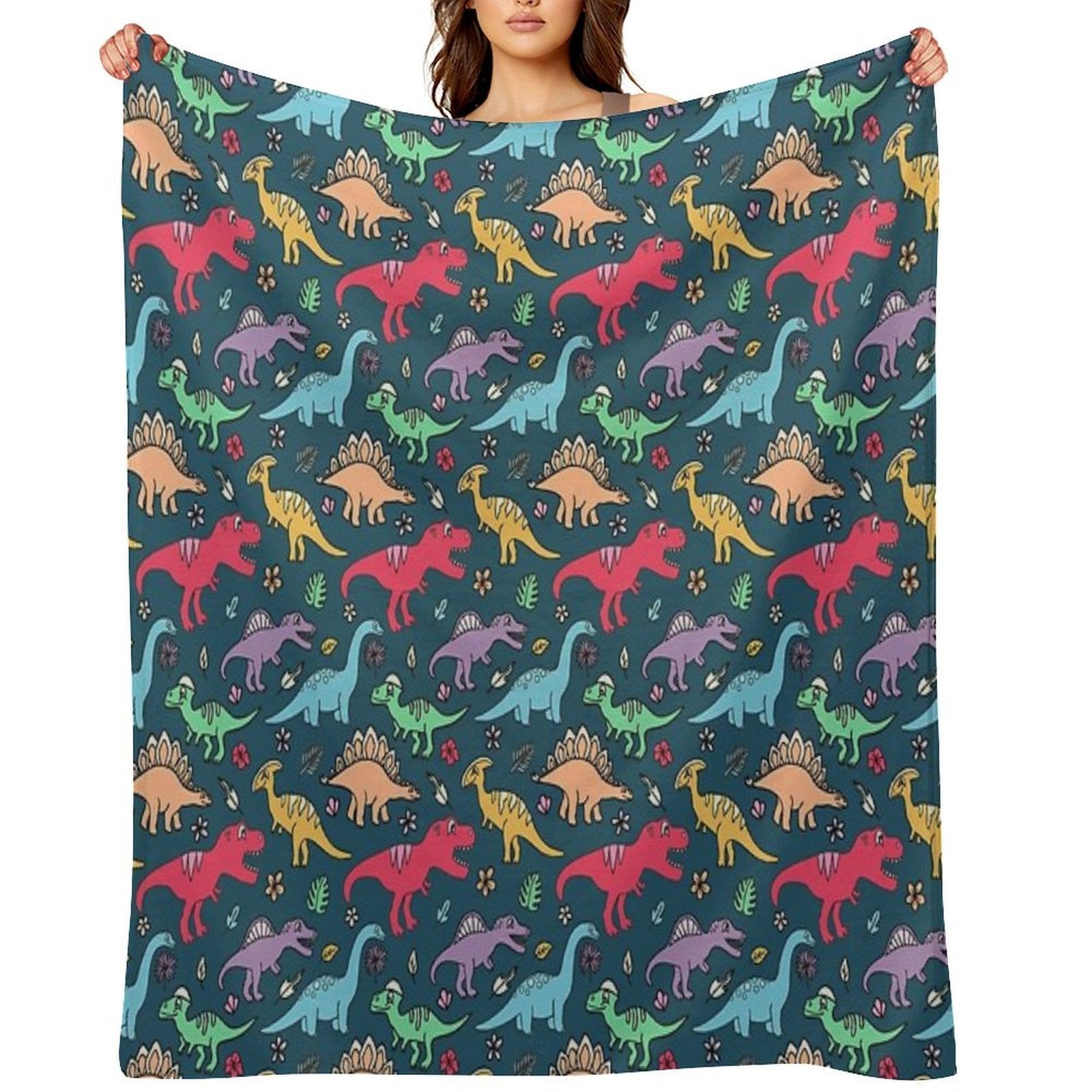 Dino Party - Dinosaur Pattern Multi-functional Throw Blanket