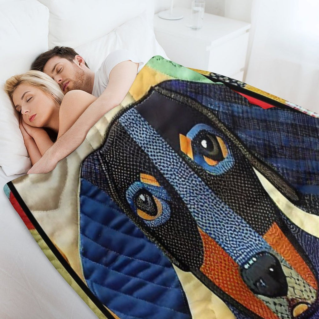 Dachsund Patchwork Quilt Durable Throw Blanket