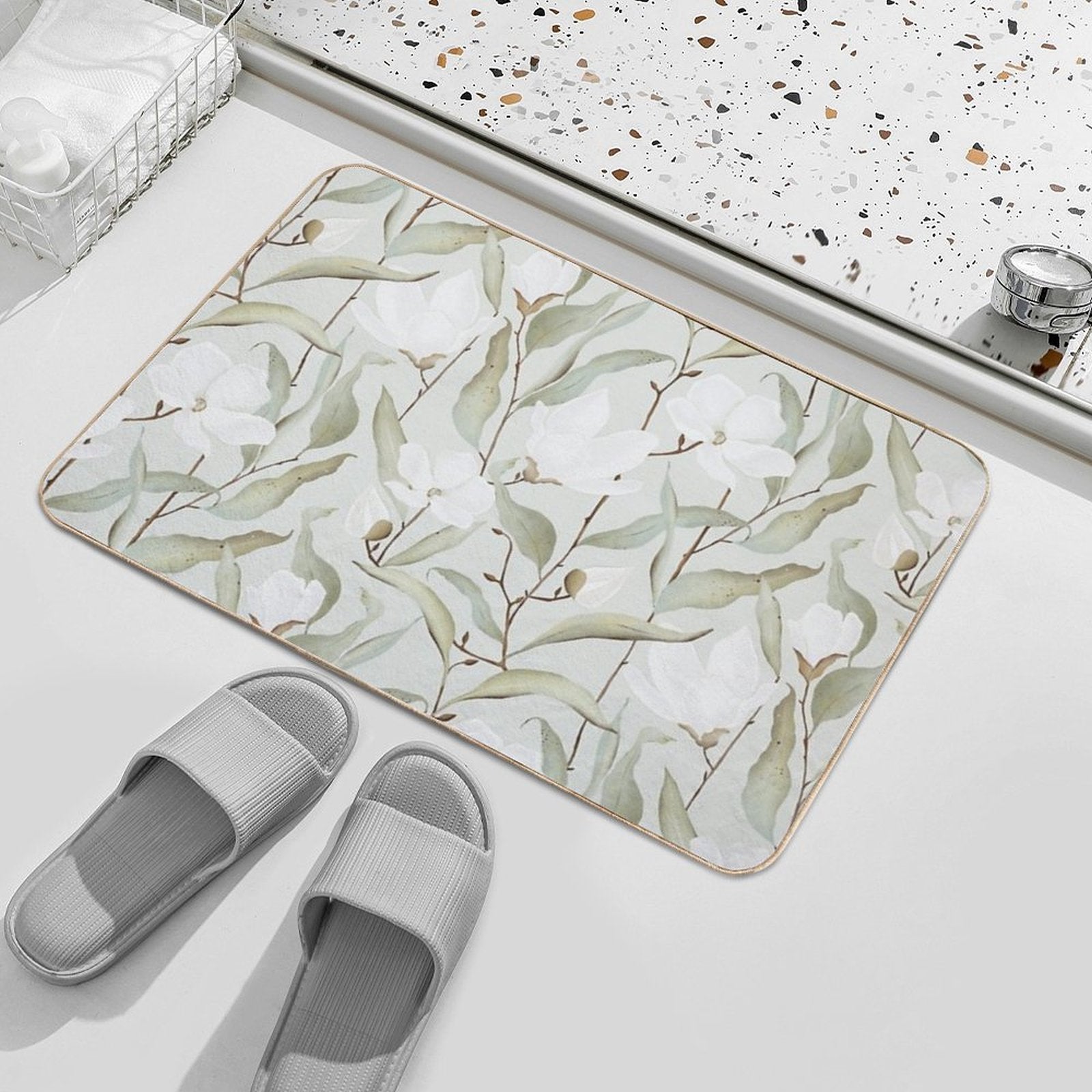 Magnolia Lane Floral Print  Easy Maintenance Bath Mat