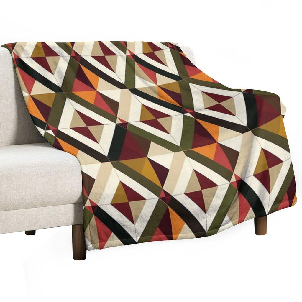 Retro Geometric Motif  Seamless Easy Care Throw Blanket