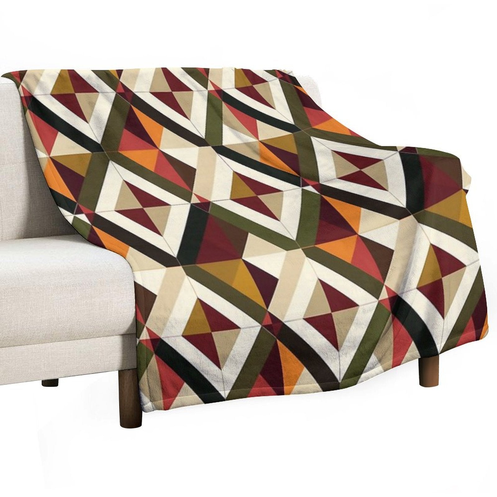 Retro Geometric Motif  Seamless Easy Care Throw Blanket