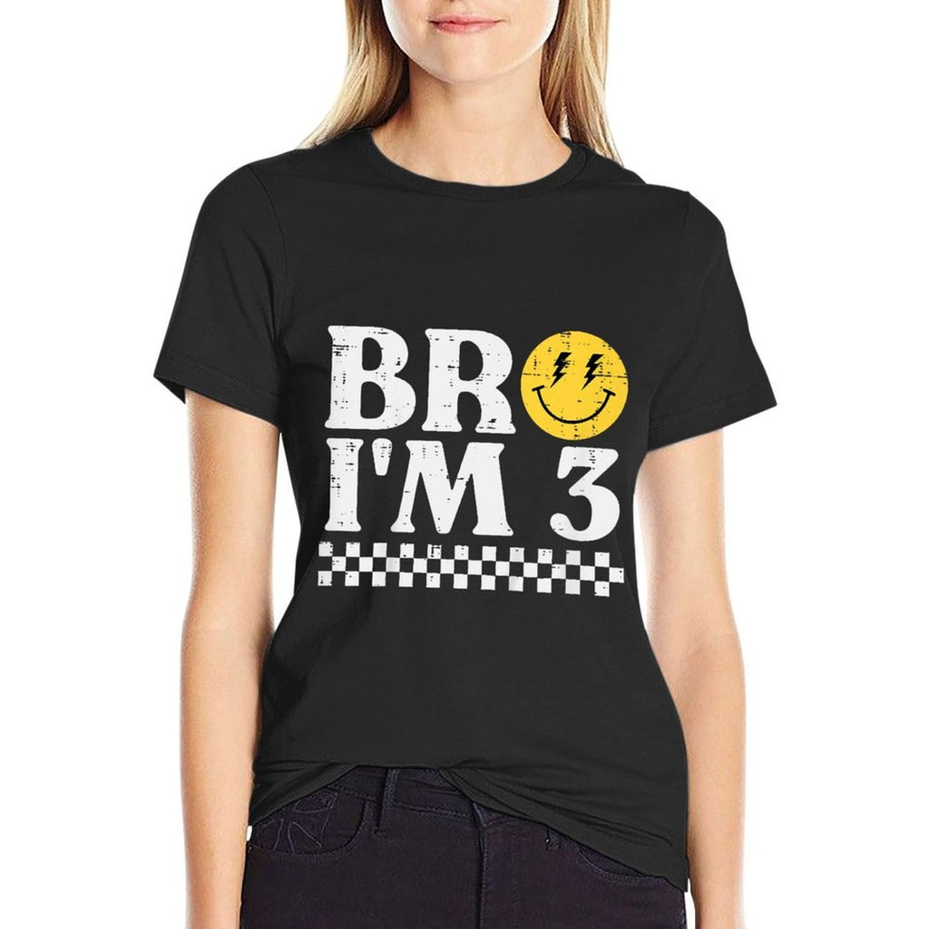 3rd Birthday Bro Im 3 Smile Retro Groovy Boys Girls Kids  Lightweight T-Shirt