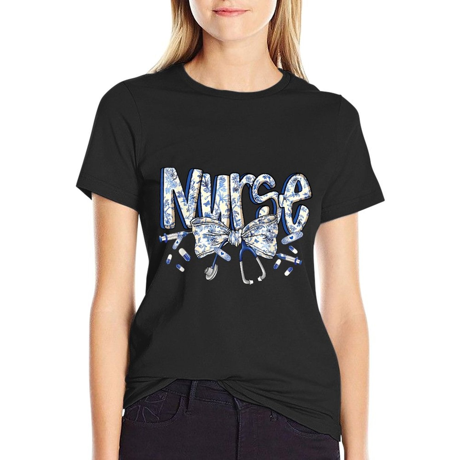 Nurse Coquette Bow Blue Stethoscope Nursing Medical Doctor  Affordable Price T-Shirt