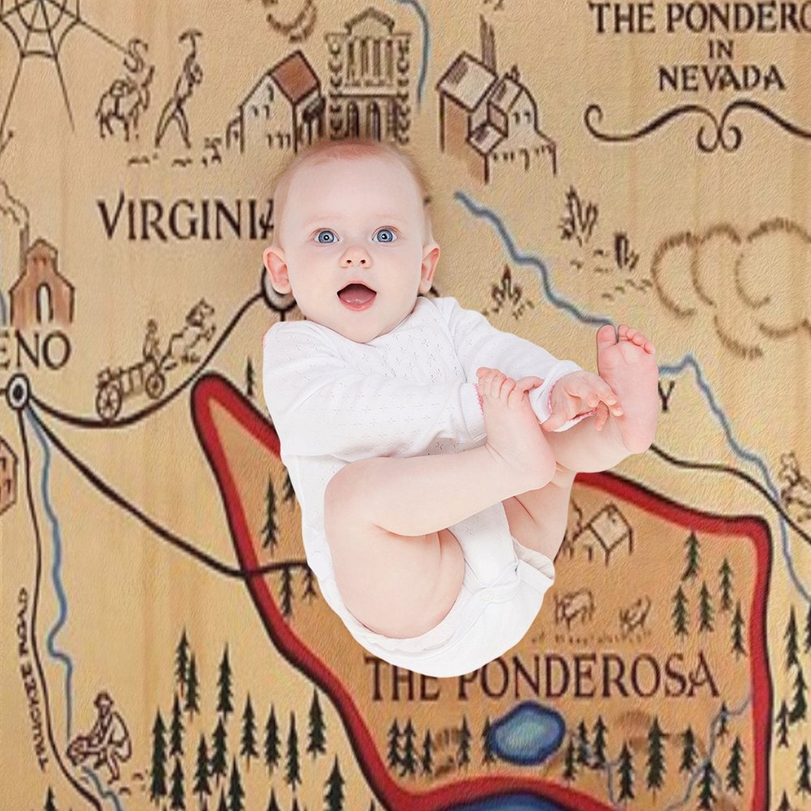 The Ponderosa Ranch Map Quick-dry Throw Blanket