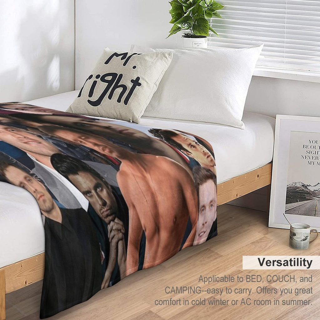 Sebastian Stan Photo Collage Actor Handsome Actor For Fans Womens Lightweight Throw Blanket