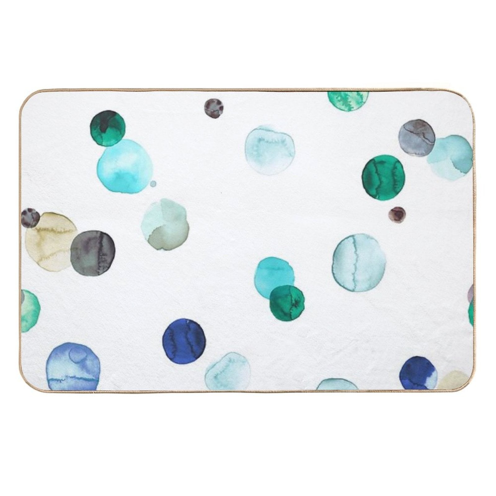 Watercolor Polka Dots - Geometric Dot Print - Blue  Absorbent Bath Mat