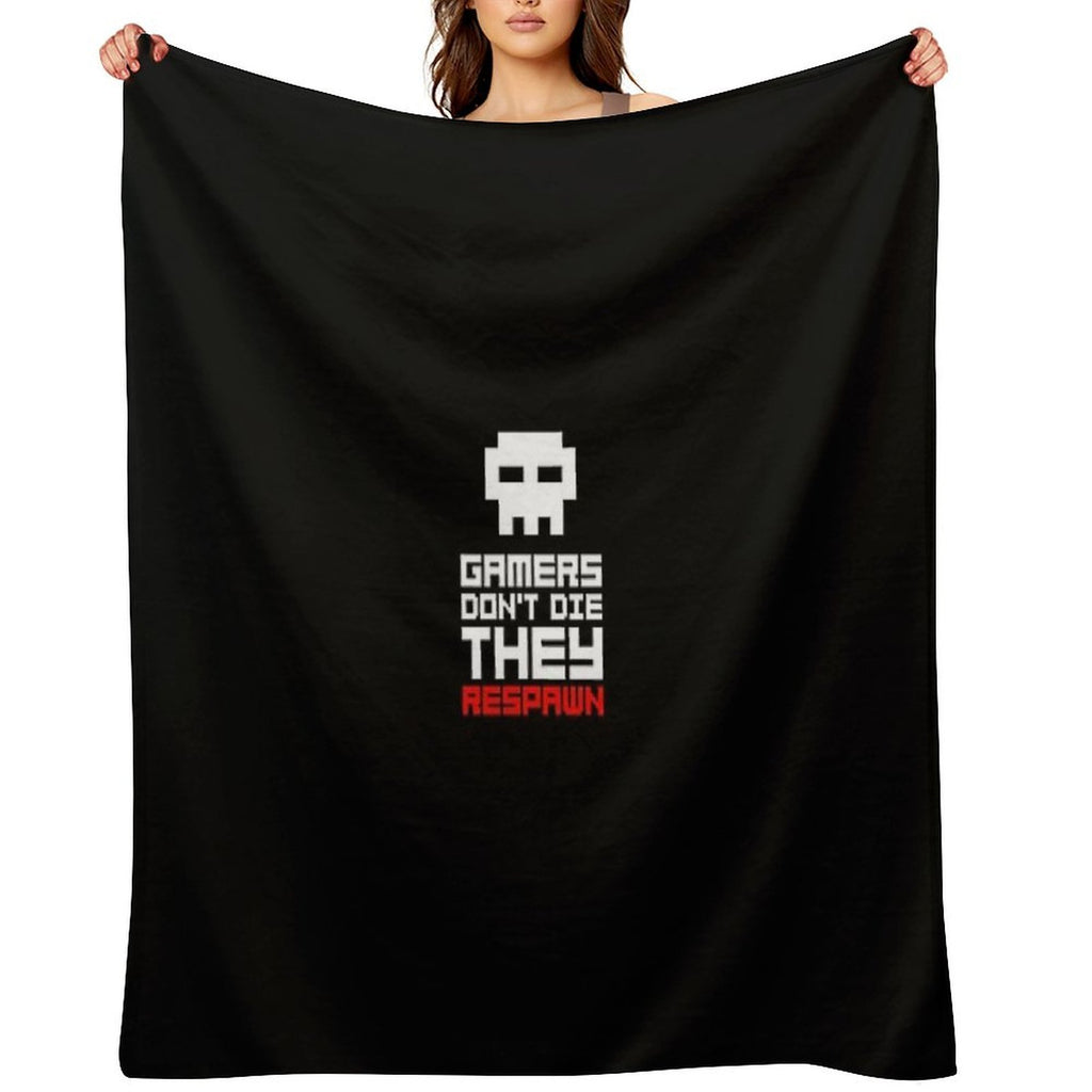 Pixel Skull Gamers Don't Die Lightweight Throw Blanket