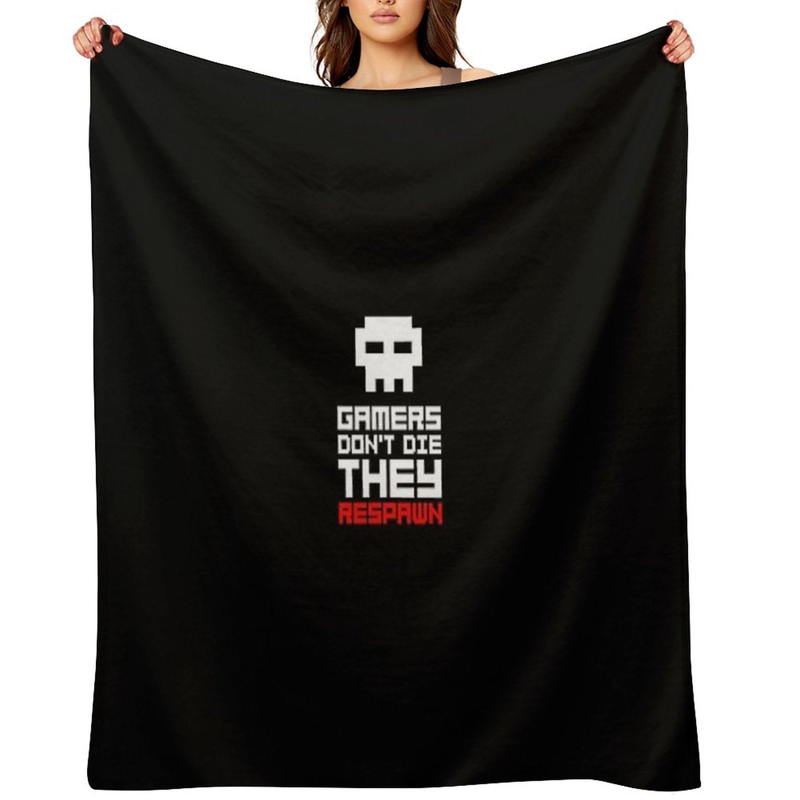 Pixel Skull Gamers Don't Die Lightweight Throw Blanket
