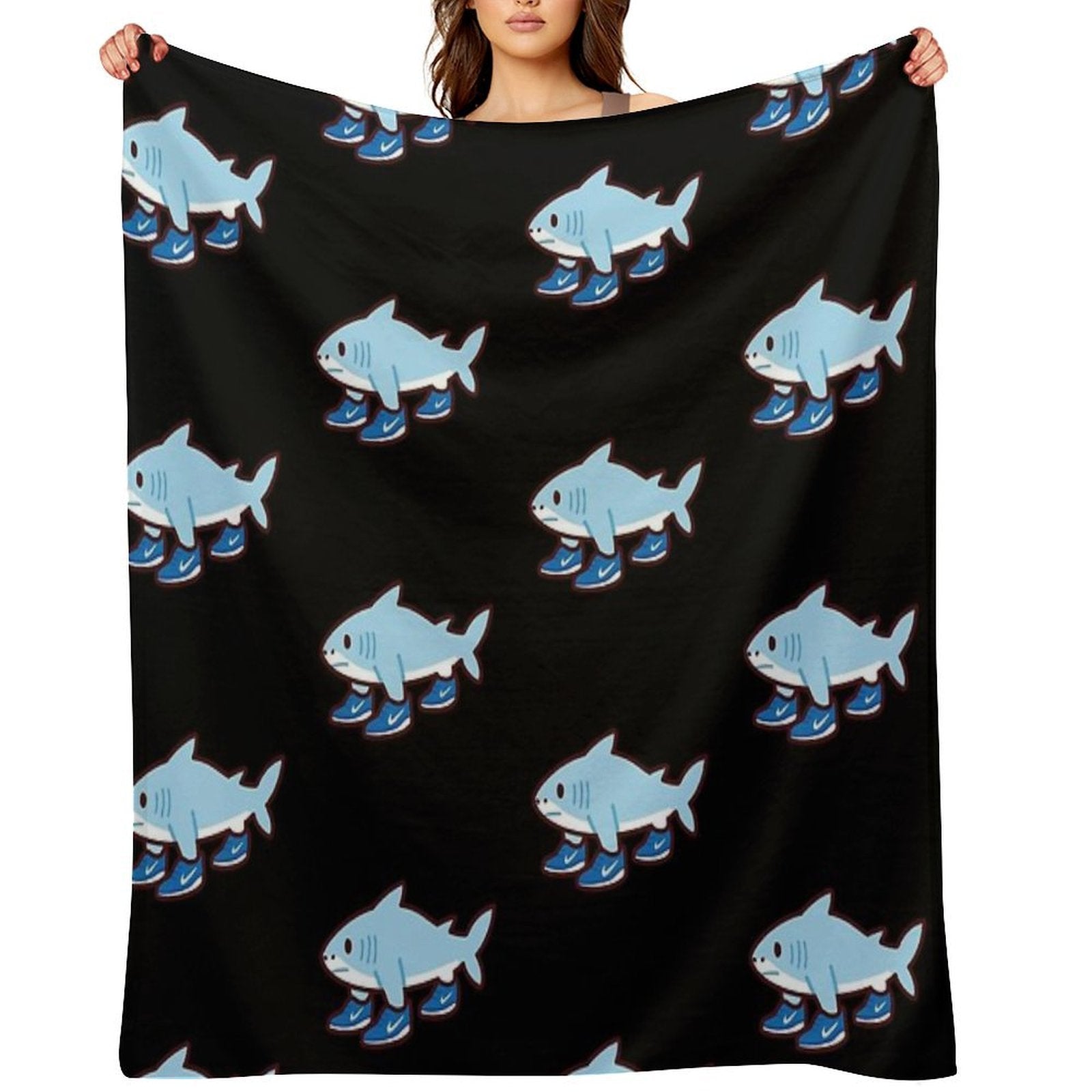 Cute Tralalero Tralala (Italian Brainrot) Shrink-resistant Throw Blanket