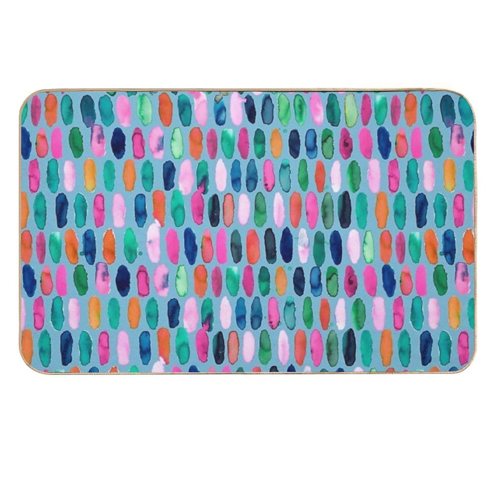 Watercolor Organic Shapes Geometric Print - Multicolor Blue Happiness Pills  High-Traffic Bath Mat