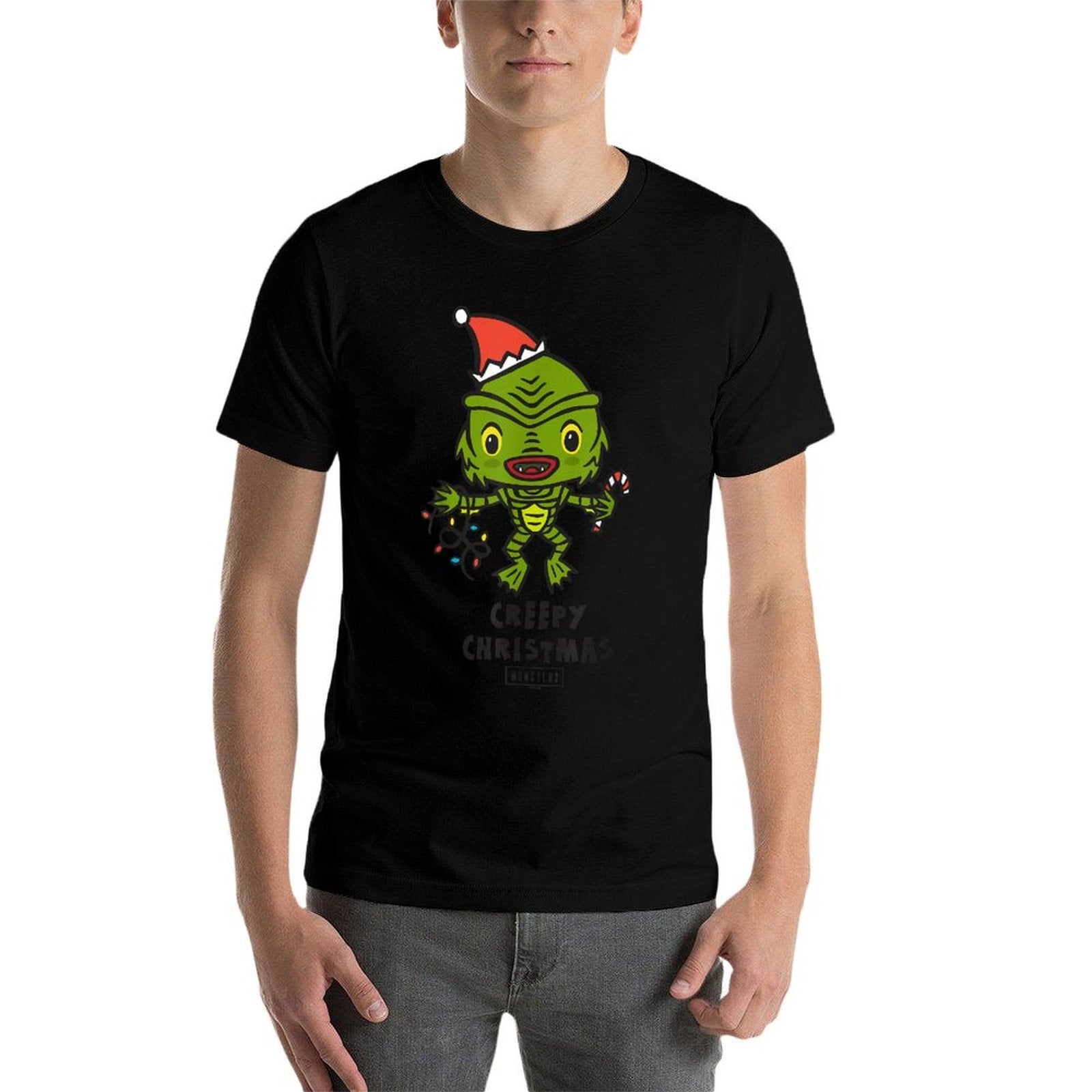 Universal Monsters Creature from The Black Lagoon Christmas  High-quality Stitching T-Shirt