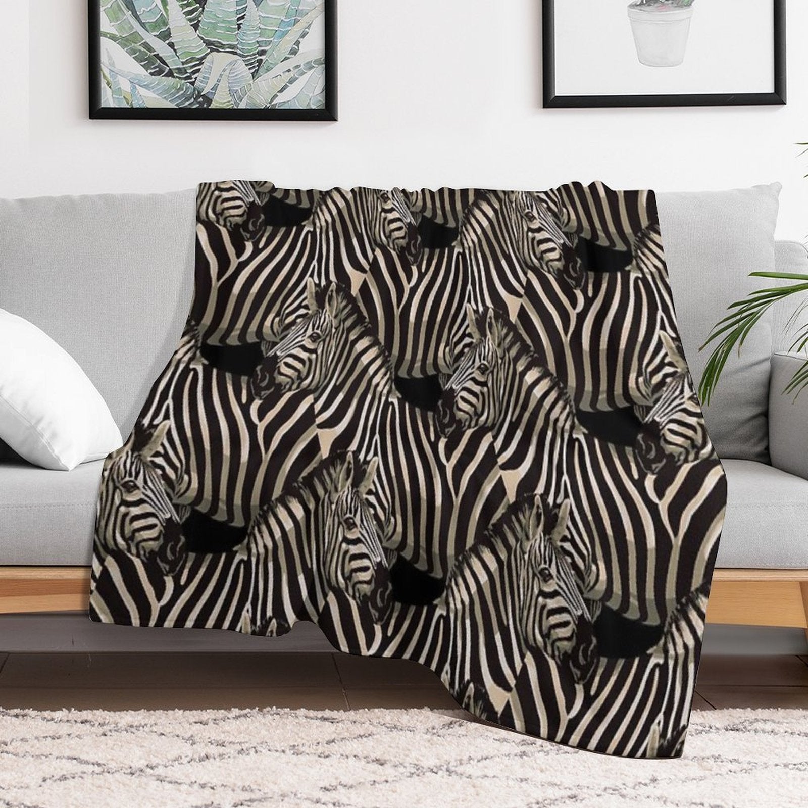Realistic Rustic Zebra Pattern All-season Throw Blanket