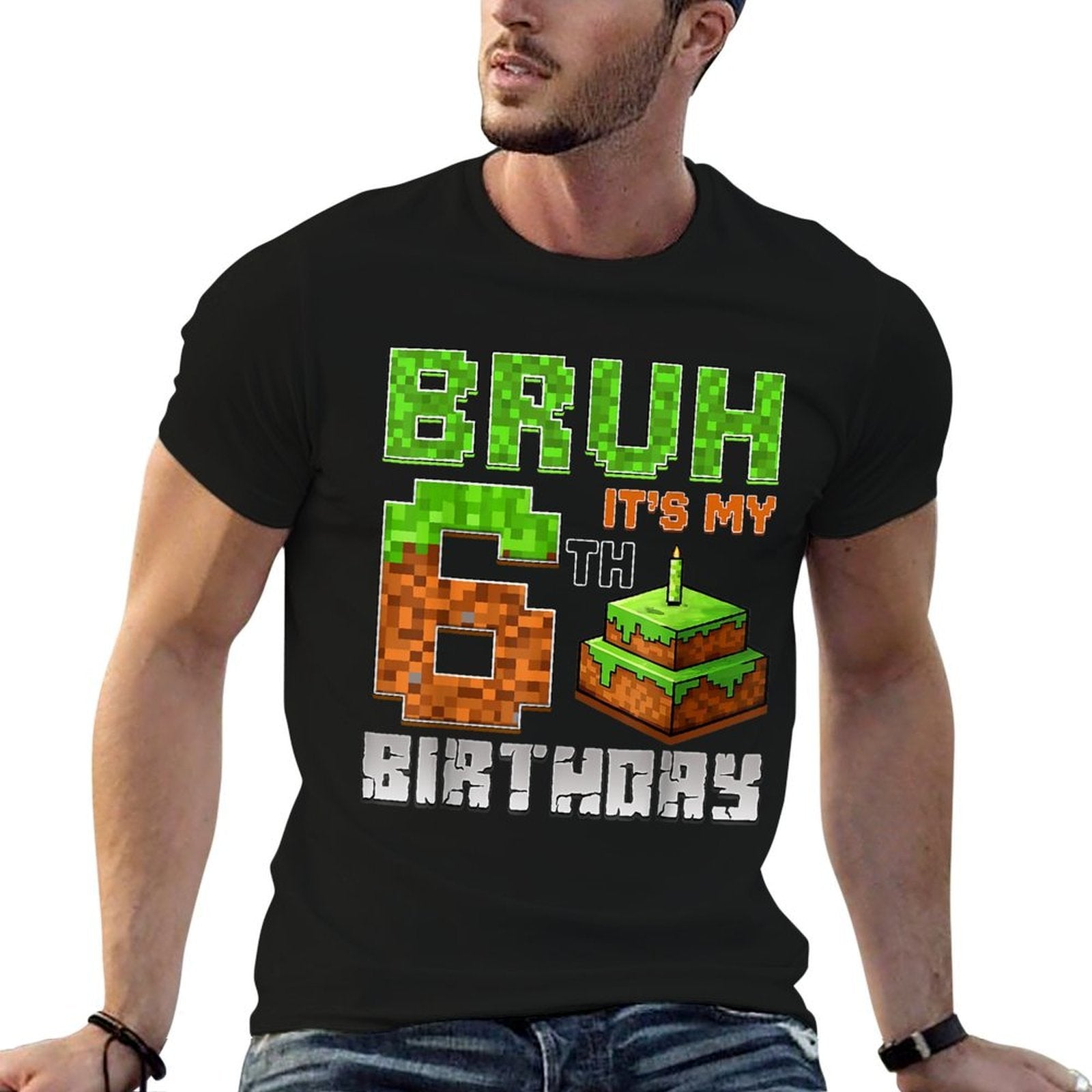Birthday Boy Kid Bruh Its My 6th Birthday Game Pixel Number  Quick-drying T-Shirt