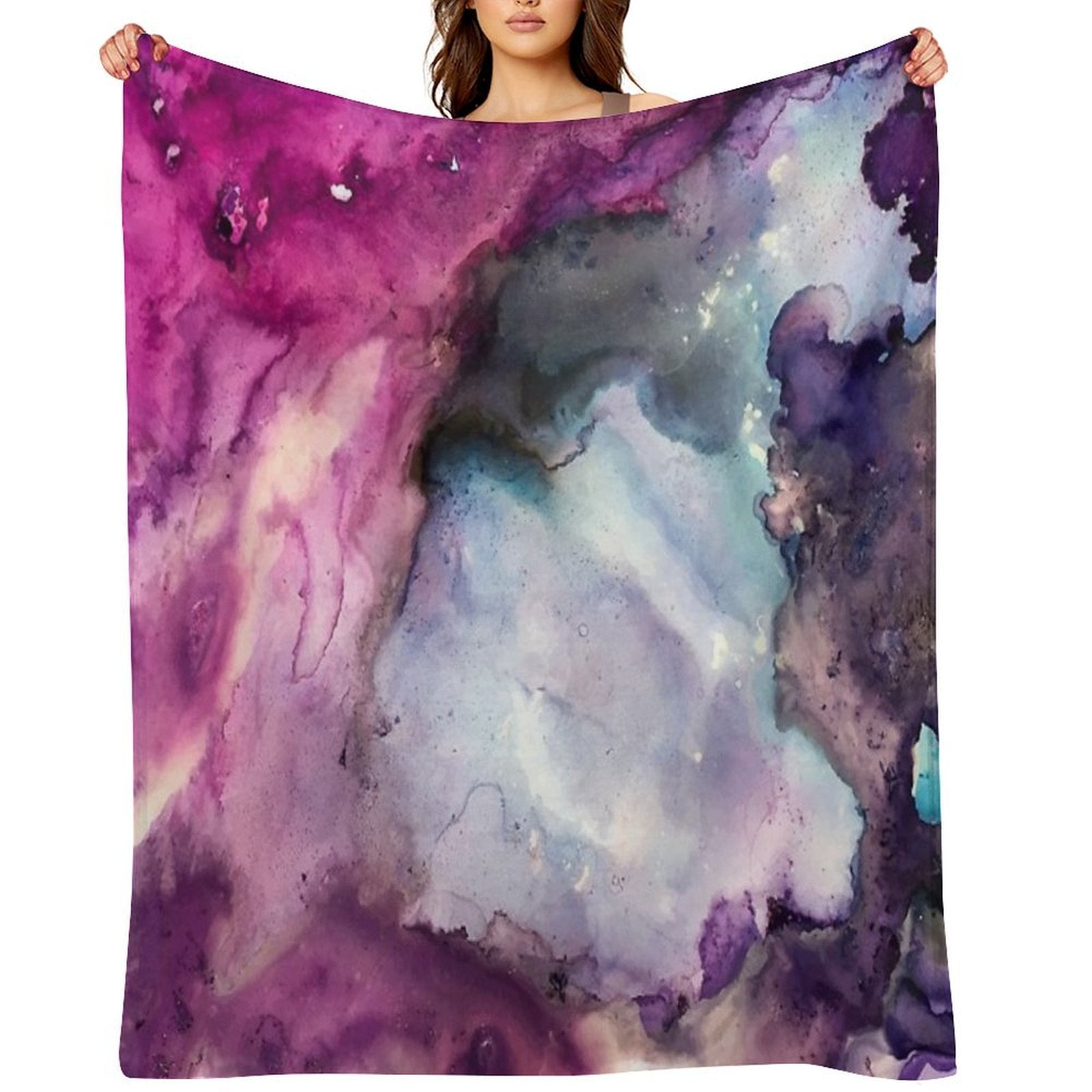 Purple Fusion - Mixed Media Painting Premium Throw Blanket