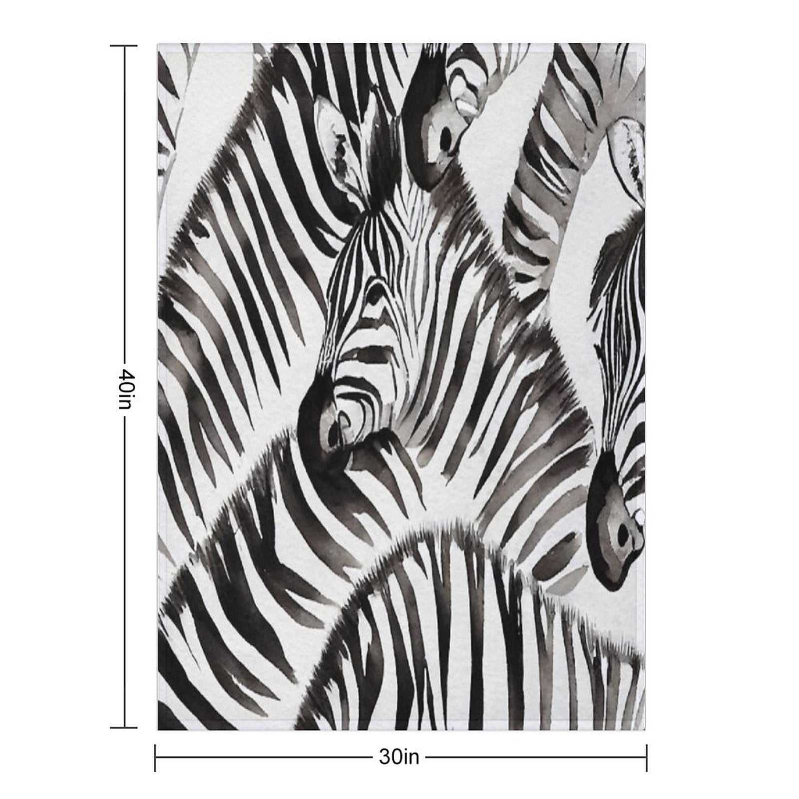 Zebra Watercolor Print, Animal Print, Durable Throw Blanket