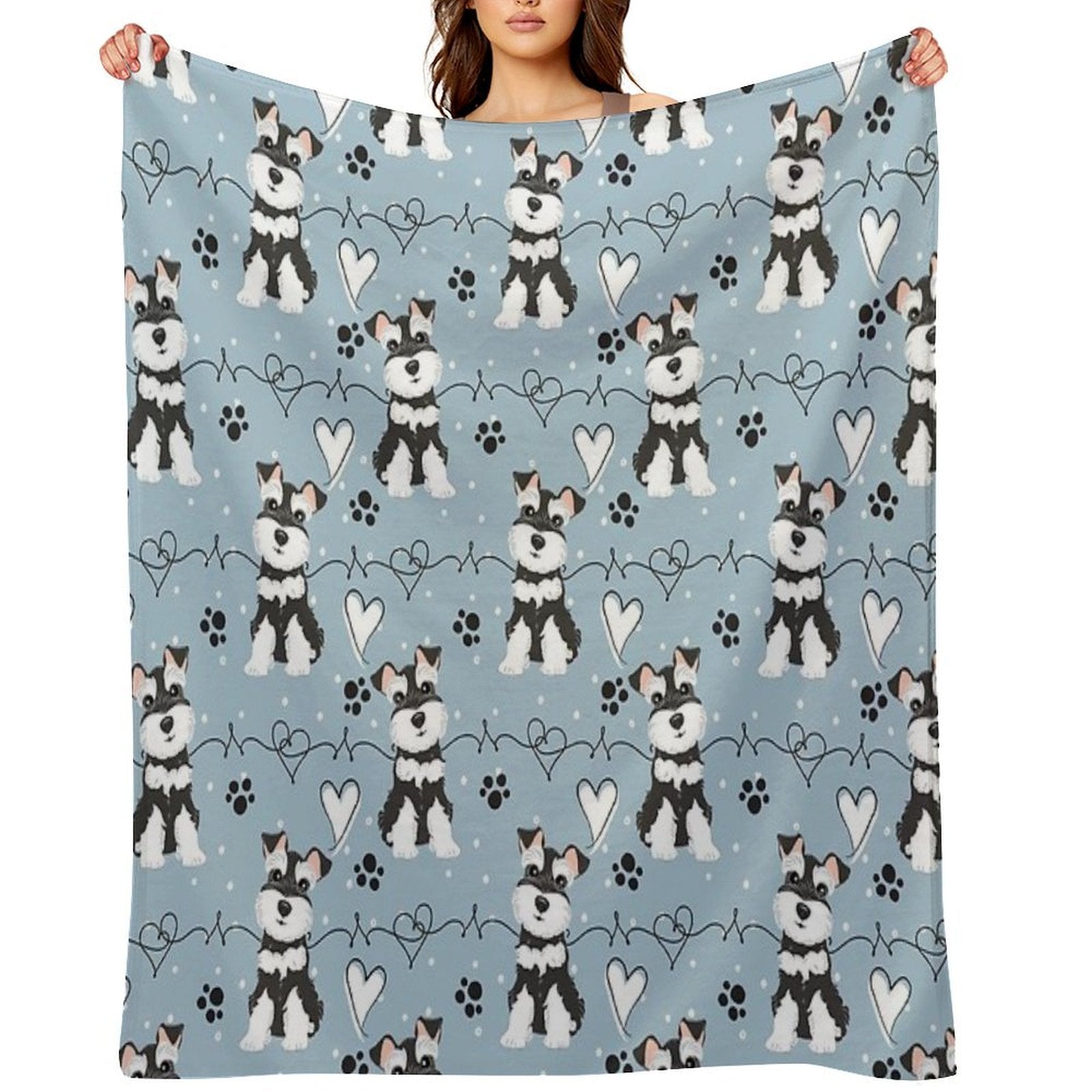 Love Black And White Miniature Schnauzer Anti-pilling Throw Blanket