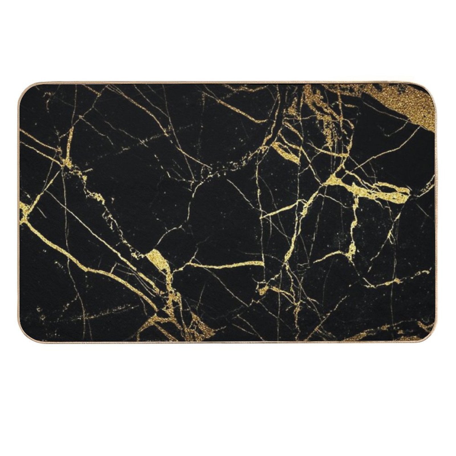Black Gold Marble  Repositionable Bath Mat