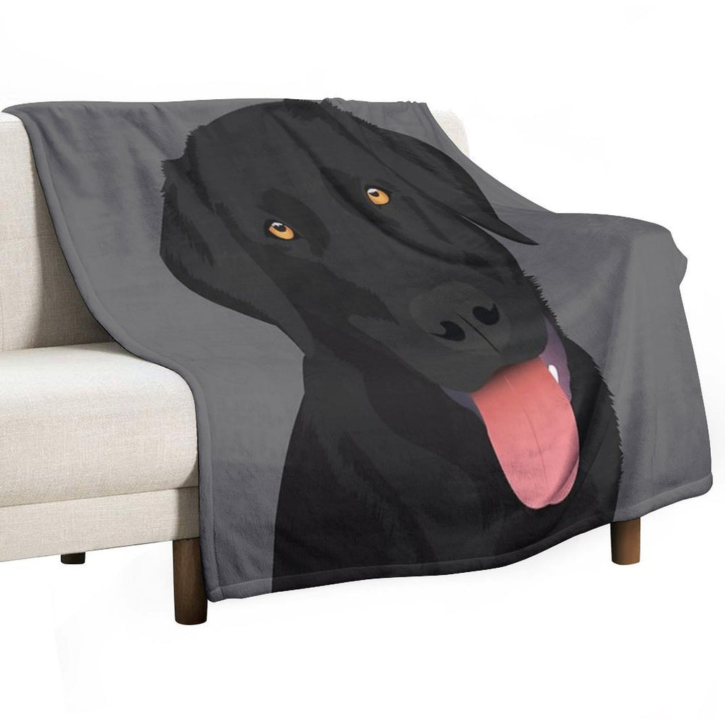 Bruno The Black Lab Plush Throw Blanket