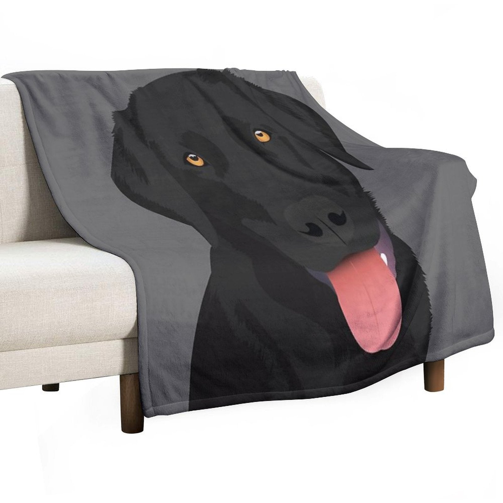 Bruno The Black Lab Plush Throw Blanket