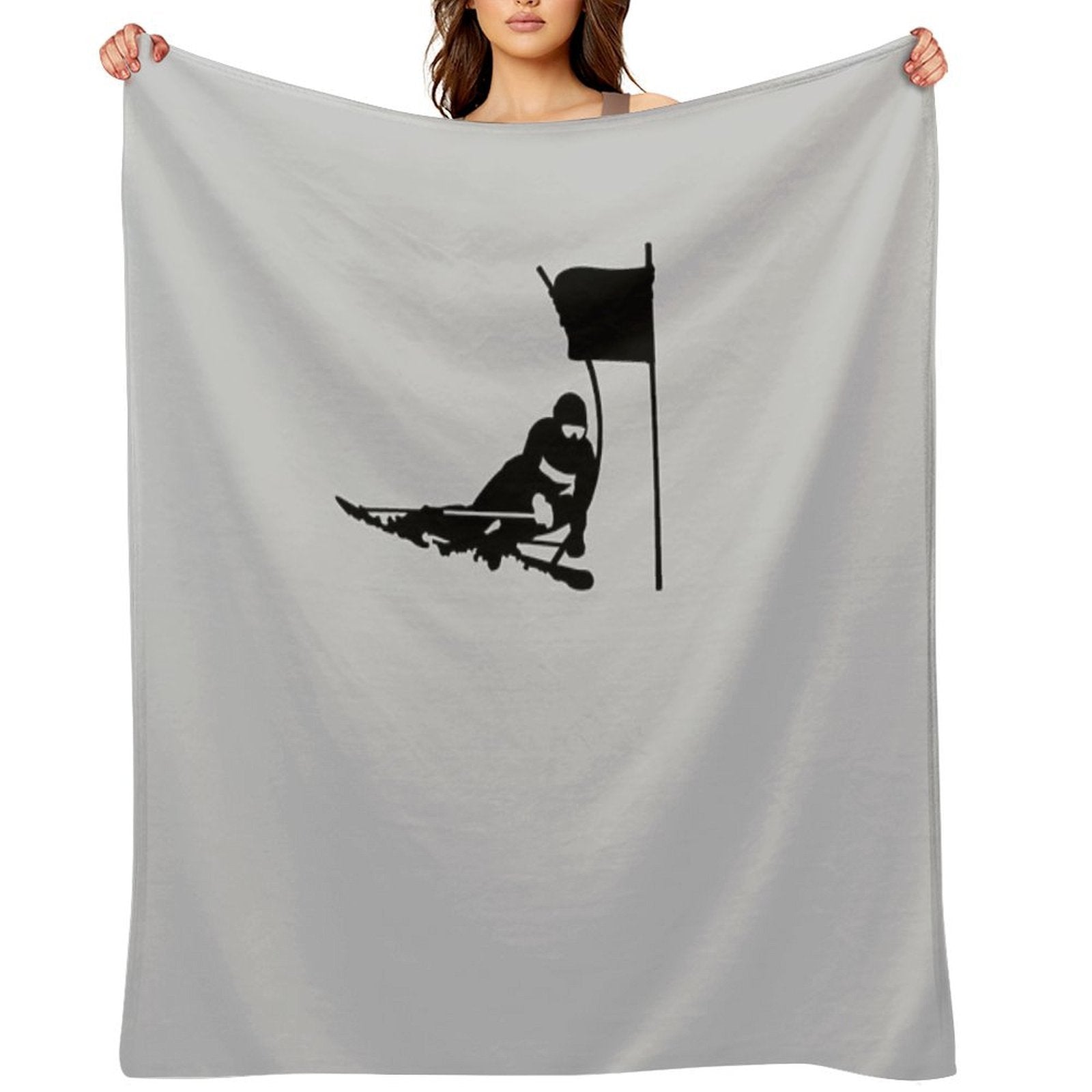 Skier Plush Throw Blanket