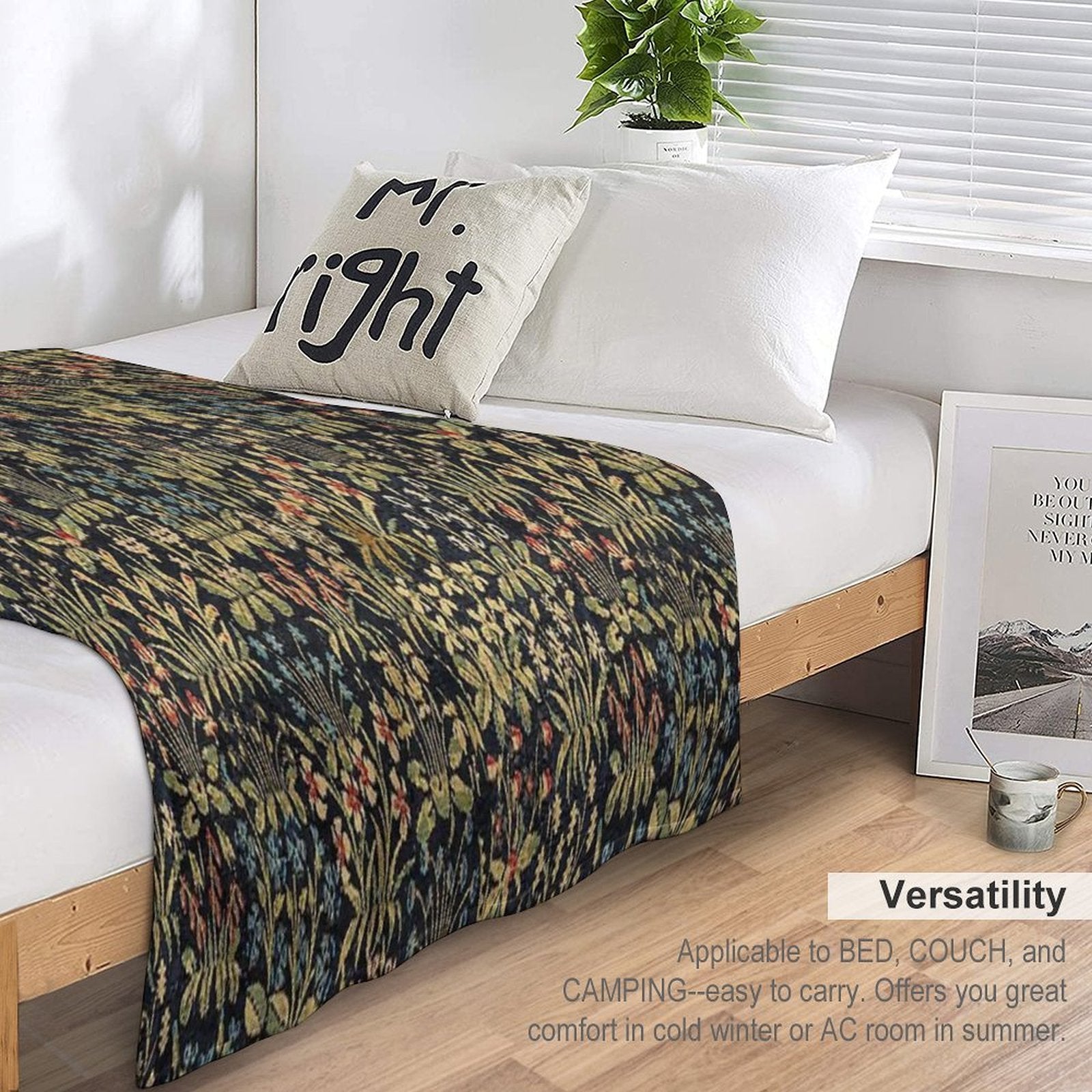 Medieval Gothic Fantasy Flowers Tapestry Floral Pattern Quick-dry Throw Blanket