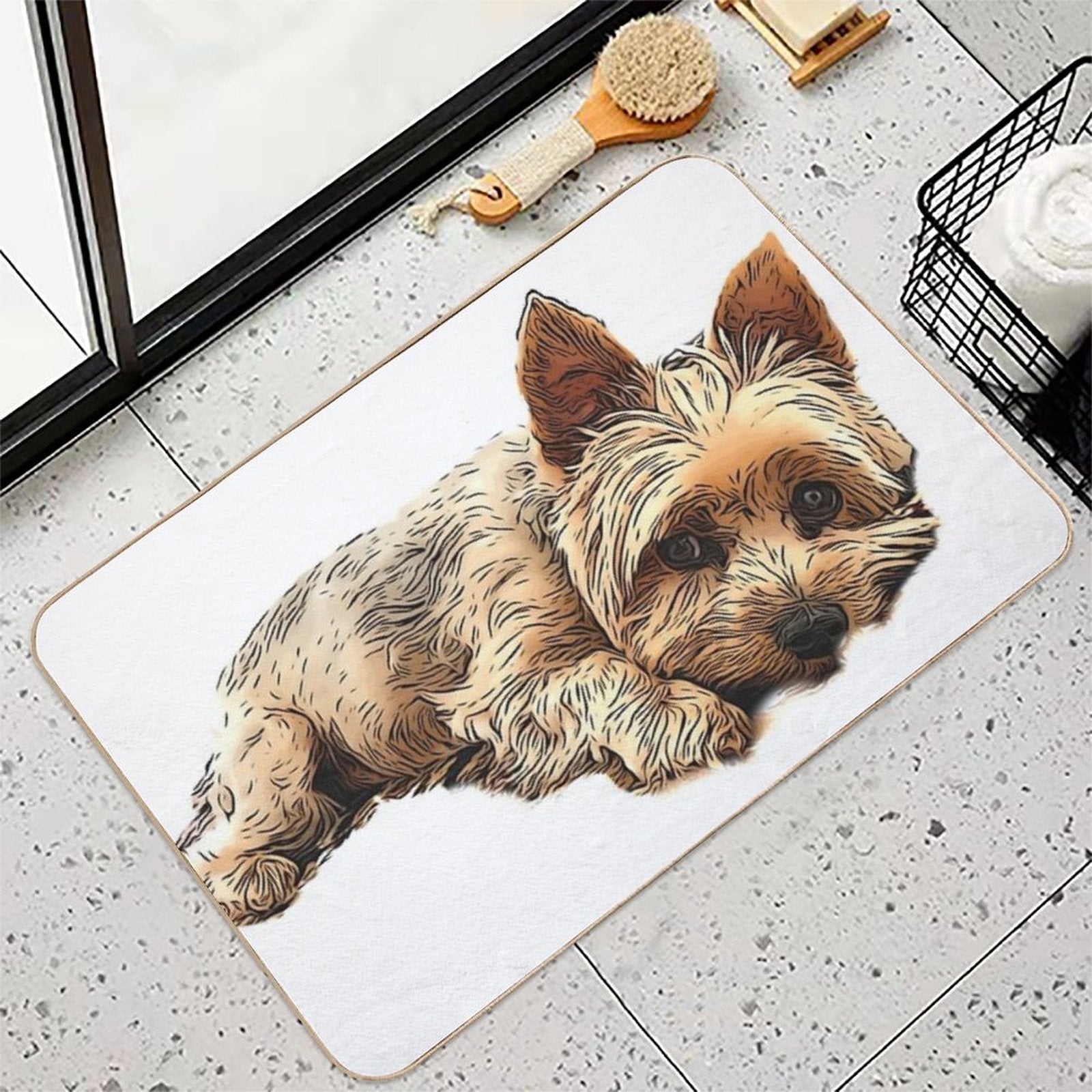 Yorkie Dog Laying Down  High-Traffic Bath Mat