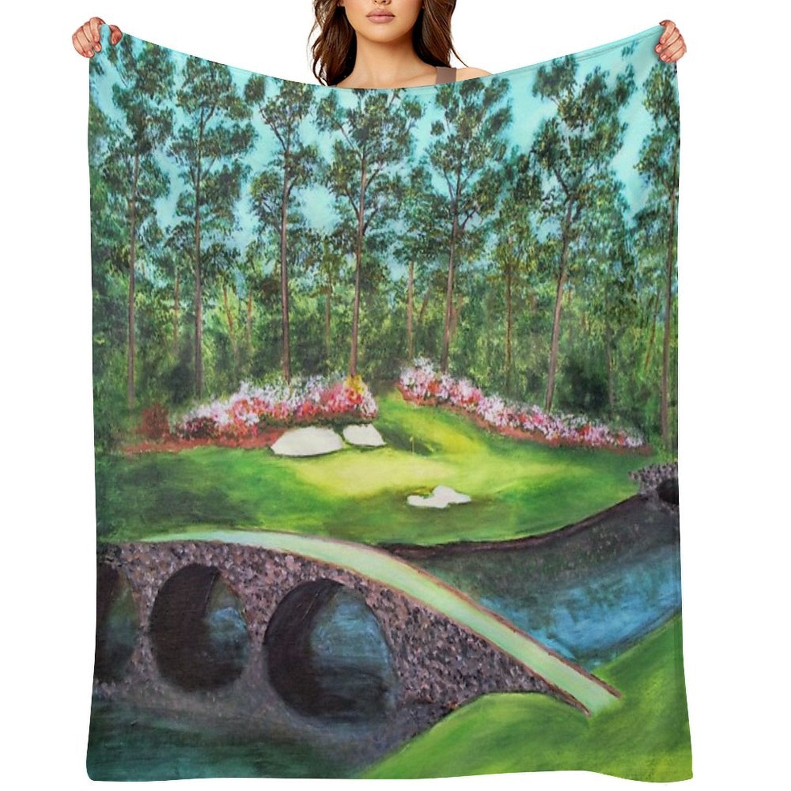 12th Hole At Augusta National Golden Bell Lightweight Throw Blanket