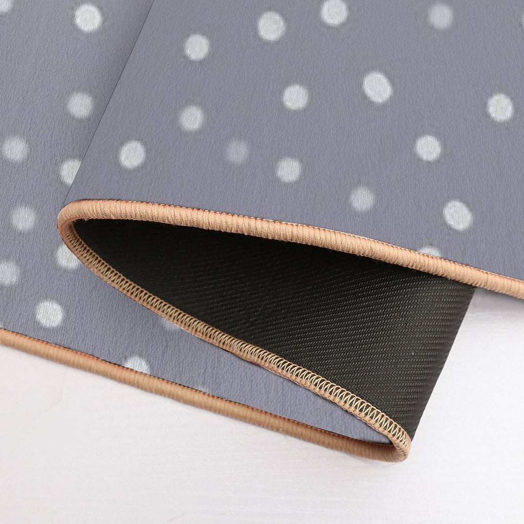 Blue Grey And White Color Polka Dots Design  Easy To Clean Bath Mat